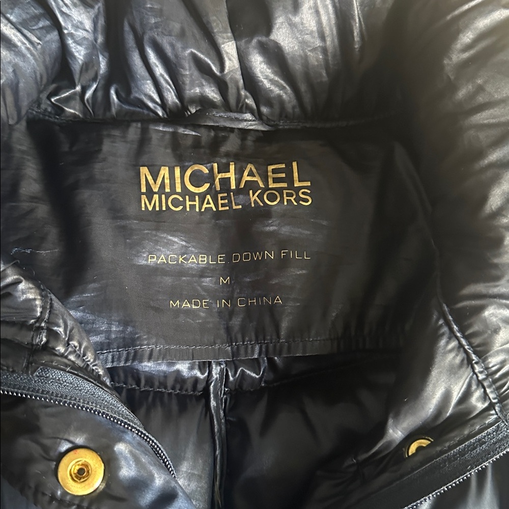 MK Midnight Blue Packable Down Coat - size Medium - Picture 2 of 8